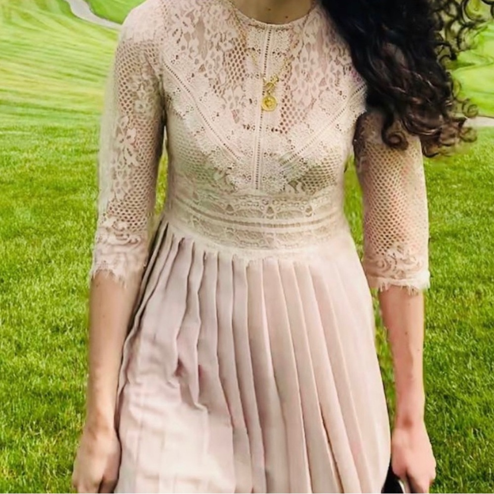 Zara Lace Dress with pleated skirt